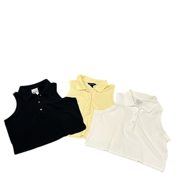Moda international lot of 3 vintage 90s sleeveless crop collar shirts size M - Picture 1 of 8